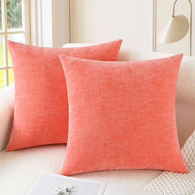 CaliTime Throw Pillow Covers Decorative 16 X 16 Inches Pack of 2 Cozy Chenille by CaliTime