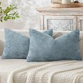 MIULEE Pack of 2 Lumbar Couch Throw Pillow Covers 20x12 Inch Coastal Smoke Blue by MIULEE