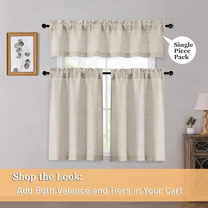 OWENIE Linen Valances for Windows 1 Pcs 24 Inch Length, Light Filtering - Image 6