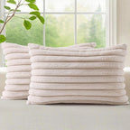 decorUhome Summer Cozy Faux Fur Throw Pillow Covers 12x20 Set of 2 Decorative by decorUhome