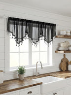 Molaxhome Swag Curtain 51 inch Length Rod Pocket Scalloped Curtain Valance - Image 5