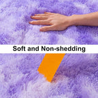Soft Runner Rugs for Bedroom Hallways, 2x4 Tie-Dyed Purple Fluffy Shag Throw - Image 3