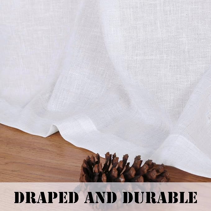 H.VERSAILTEX Living Room Linen Semi Sheer Curtains Nickel Grommet Curtains - Image 8