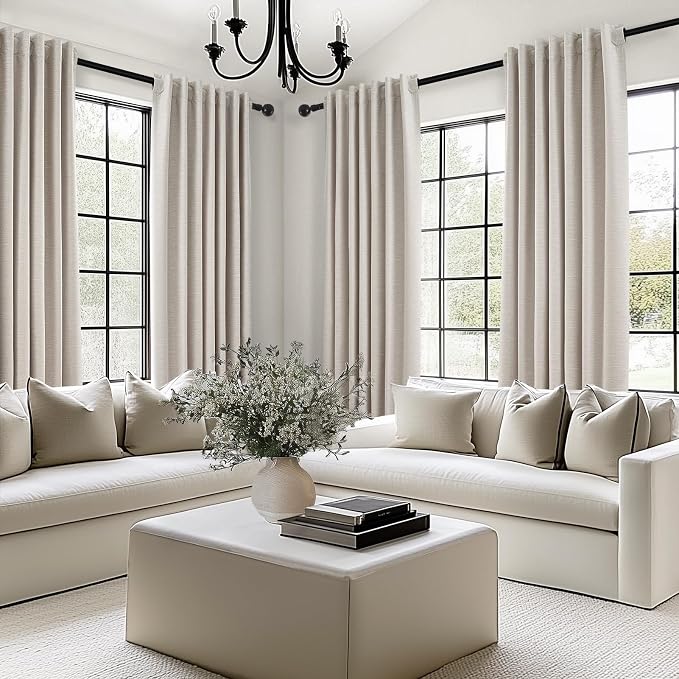 Beige Color Blackout Curtains 90 Inch Long 2 Panels, Back Tab Pleated Heading - Image 5