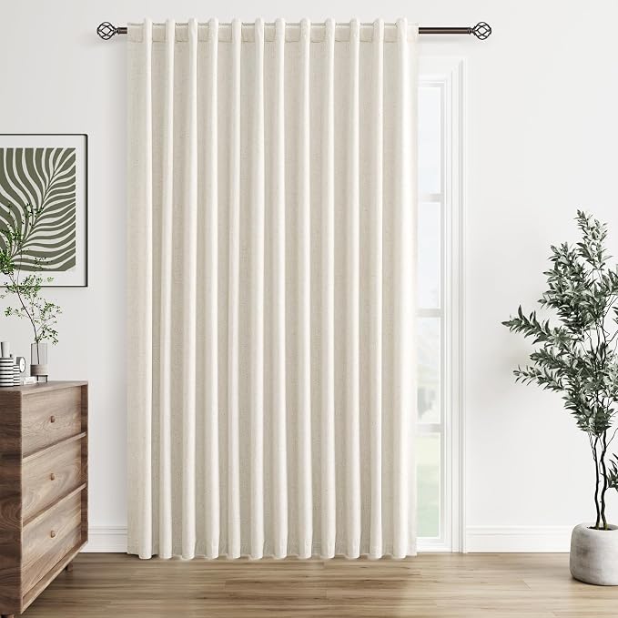 Guken Cream 100% Blackout Linen Curtains 100 Inch Wide by 84 Inch by Guken