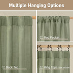 LAMIT Short Window Linen Curtains 36 Inch Length 2 Panels, Sage Green Light - Image 3