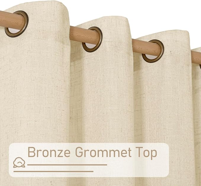 LAMIT Beige Linen Curtains 63 inches Length - Image 4