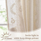 jinchan Belrose Linen Floral Cafe Curtains 54 Inch Length Embroidered Farmhouse - Image 6