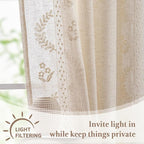 jinchan Belrose Linen Floral Kitchen Curtains 36 inch Length Embroidered - Image 7