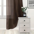 DWCN Brown Sheer Curtains Semi Transparent Voile Rod Pocket Curtains - Image 3