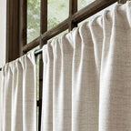 Faux Linen Kitchen Curtains 36 Inch Length Cafe Curtain Tiers - Image 3