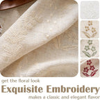 jinchan Belrose Linen Curtains for Bedroom Floral Curtains 72 Inch Length Linen - Image 7