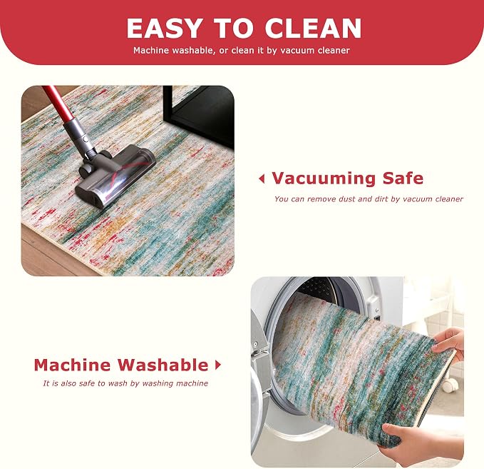 KOZYFLY Modern Abstract Small Area Rugs, 2x3 Washable Kitchen Rug Non-Slip Soft - Image 5