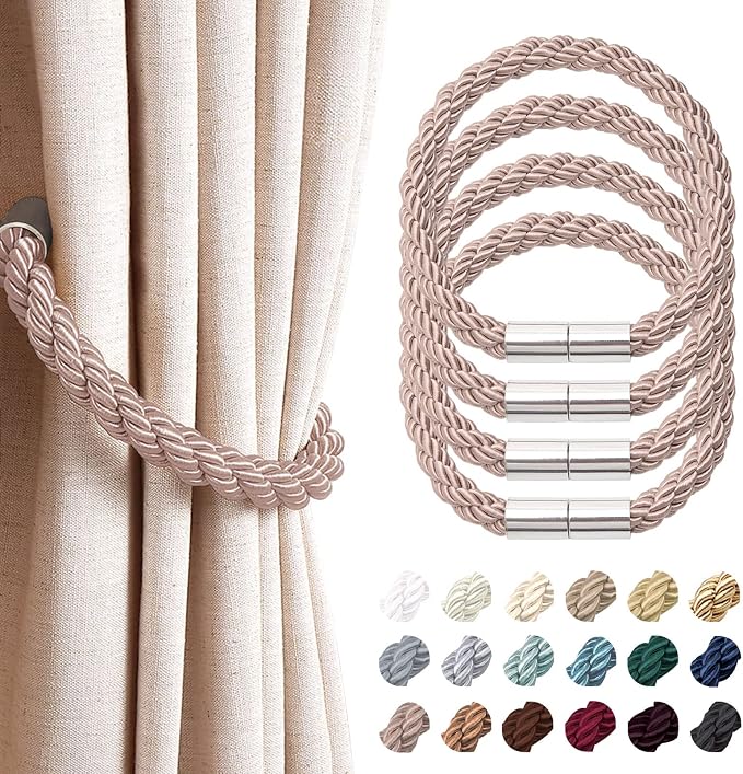 NICEEC 4 Pack Strong Magnetic Curtain Tiebacks Modern Simple Style Drape Tie by NICEEC
