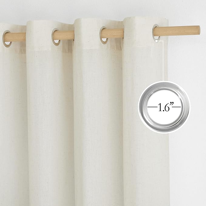 NICETOWN Linen Curtains 96 inches Long, Grommet Privacy Added - Image 3