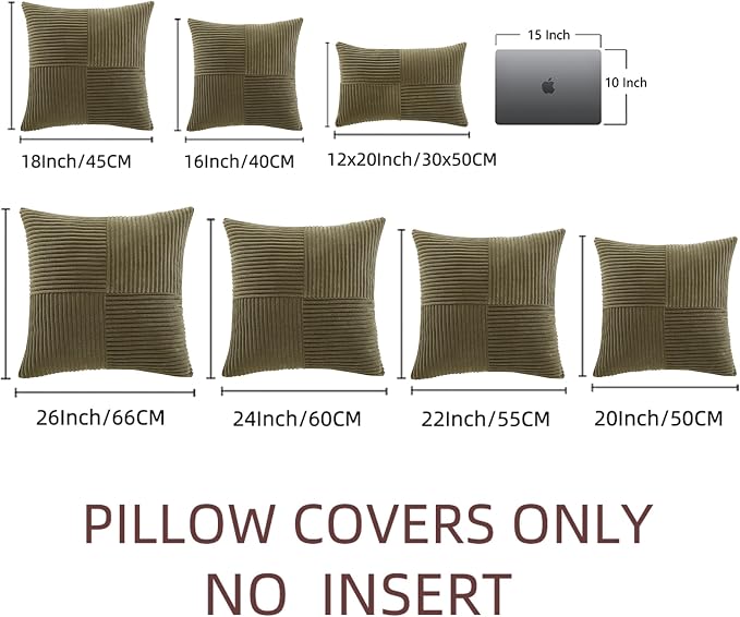 Fancy Homi 2 Packs Olive Green Euro Decorative Throw Pillow Covers 26x26 Inch - Image 8