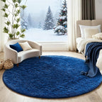 Ophanie Blue Round Rug 5Ft Circle Area Rug, Boys Room Decor, Fluffy Fuzzy - Image 5