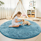 OLANLY Slate Blue Round Rugs for Bedroom - Image 3