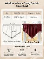 Molaxhome Swag Curtain 51 inch Length Rod Pocket Scalloped Curtain Valance - Image 4