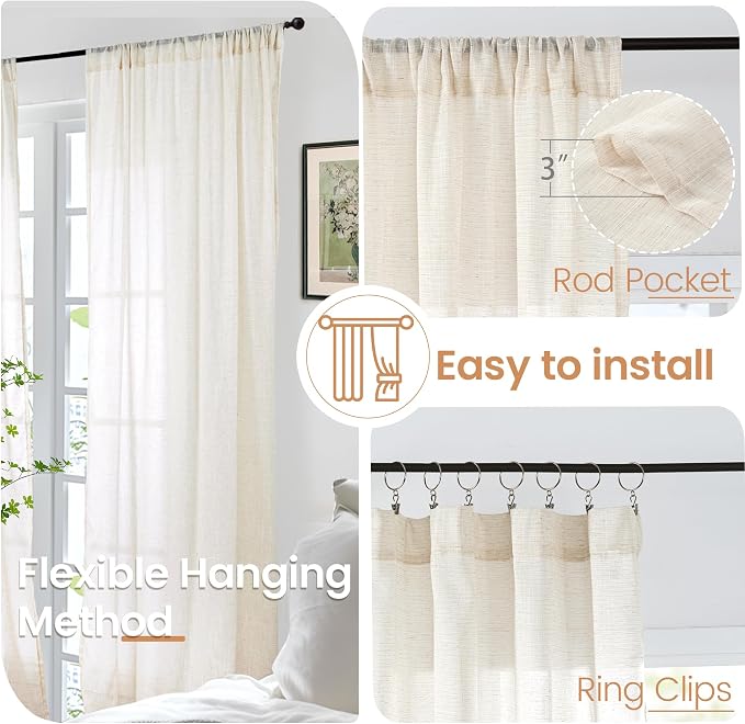 BGment Short Linen Curtains 36 Inch Length - Image 6