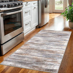 KOZYFLY Abstract Modern 3x5 Ft Area Rug in Grey Brown- Non-Slip and Machine - Image 3