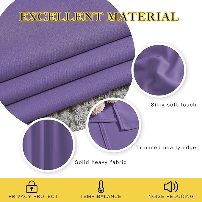 NICETOWN Blackout Lilac Purple Curtains & Drapes - Image 3