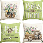 AVOIN colorlife Bless Our Home Eucalyptus Leaves Throw Pillow Covers, 20 x 20 by AVOINcolorlife