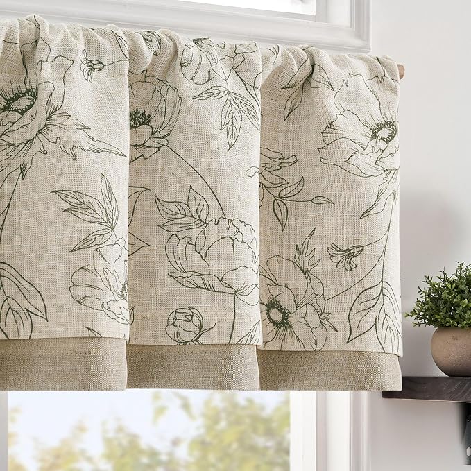 jinchan Linen Floral Valance Curtain by JINCHAN