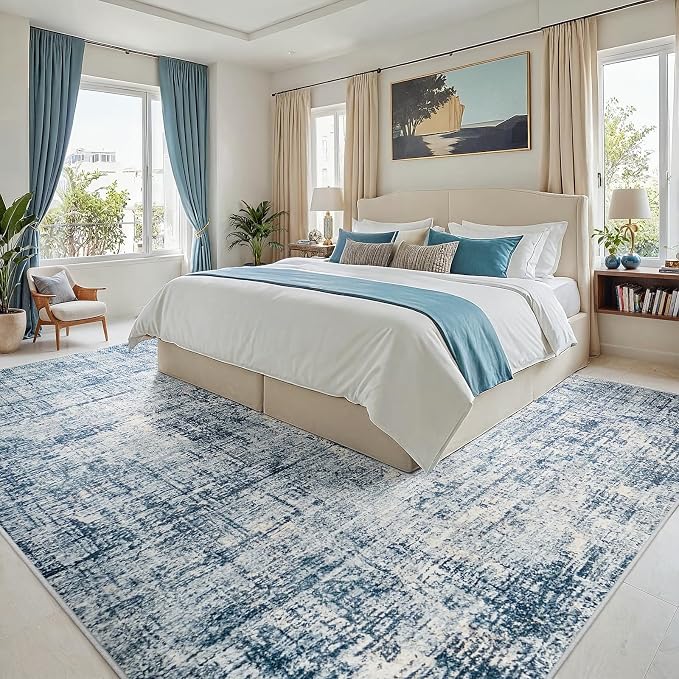 8x10 Area Rugs for Living Room Washable Rug: Anti-Skid Abstract Modern Living - Image 2