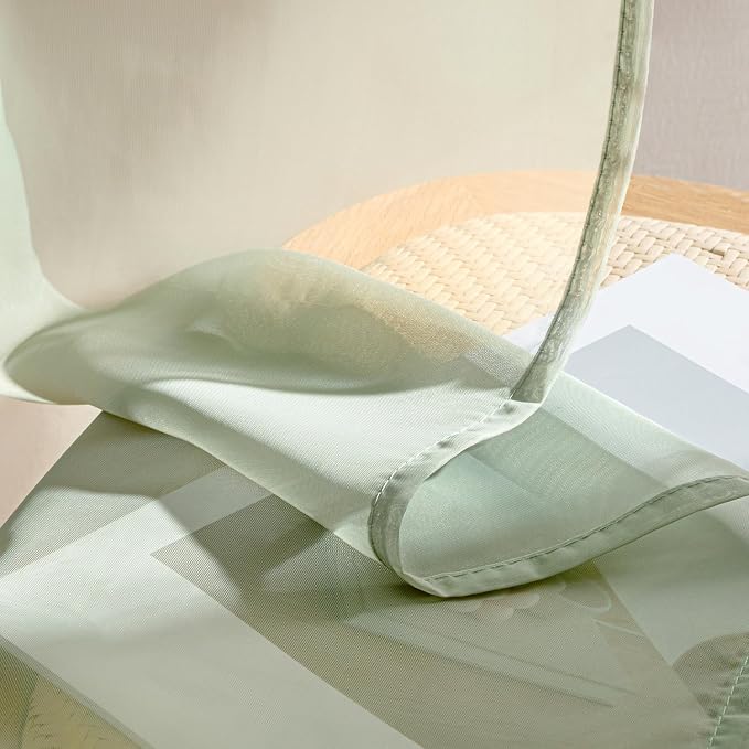 MIULEE Sage Green Sheer Curtains 84 Inches Long, 4 Panels Set, Light Filtering - Image 7