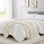 BOURINA Beige Throw Blanket 50 x70 Inches Jacquard Argyle Throw Textured Solid - Image 4