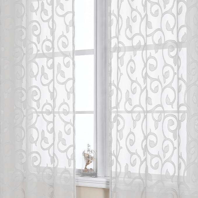 OWENIE Furman White Sheer Curtains Valances - Image 6