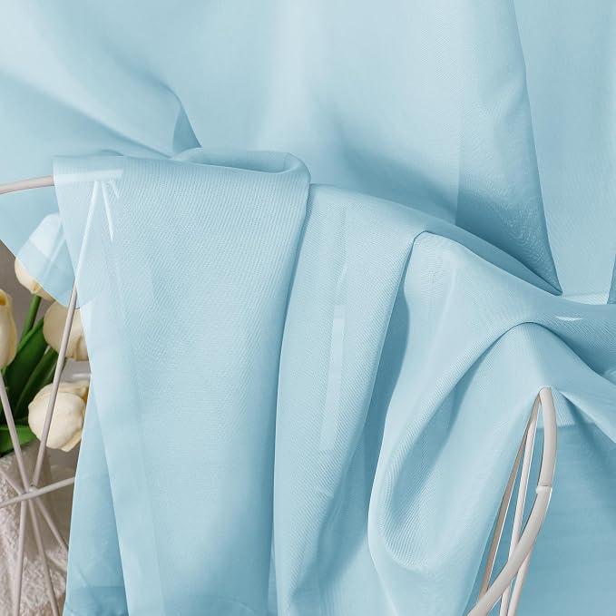 Aiyufeng 2 Pack: Basic Sky Blue Sheer Curtain Drapes 84 Inch Length 2 Panels - Image 8