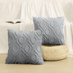 decorUhome Throw Pillow Covers 12x20 Inch Set of 2, Soft Plush Faux Wool Grey - Image 7