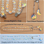 PEDOBO Magnetic Curtain Tiebacks, 2 Pack Crystal Beaded Sun & Moon Pendants - Image 3