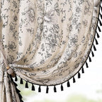 jinchan Linen Blend Curtain Floral Curtains by JINCHAN