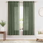 Nanspring Olive Green Linen Blend Semi Sheer Light Filtering Curtains 78 Inches by Nanspring