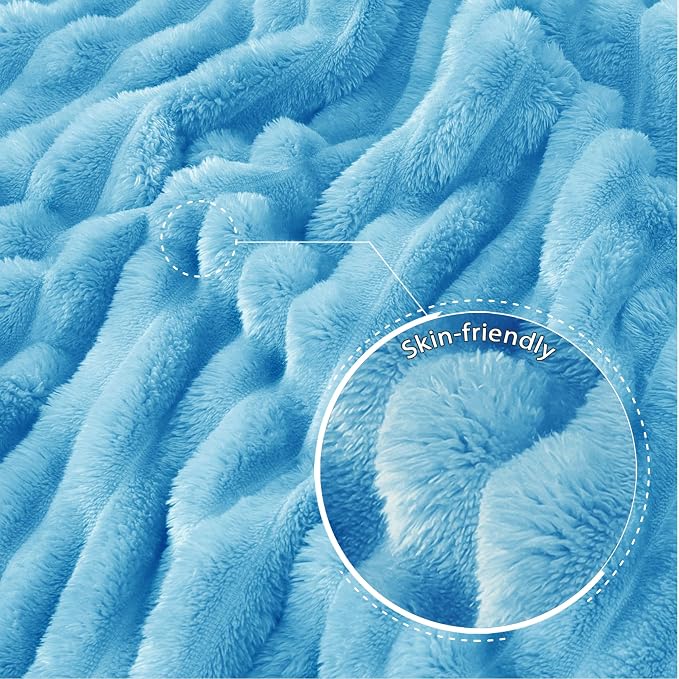 Exclusivo Mezcla King Size Flannel Fleece Blanket, Super Soft Striped Jacquard - Image 5