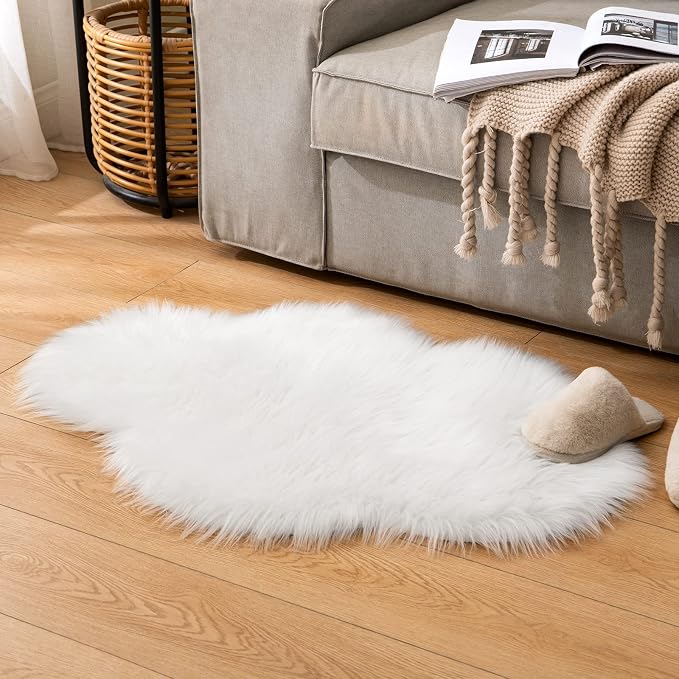 MIULEE Fluffy Rug Soft Shaggy Faux Fur Area Rug Luxury Plush Cloud Shape Carpet - Image 7