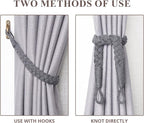 NICEEC 2 Pack Natural Cotton Rope Curtain Tiebacks Elegant Boho Style - Image 5