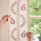 jinchan Belrose Linen Curtains for Bedroom Floral Curtains 63 Inch Length Linen - Image 4