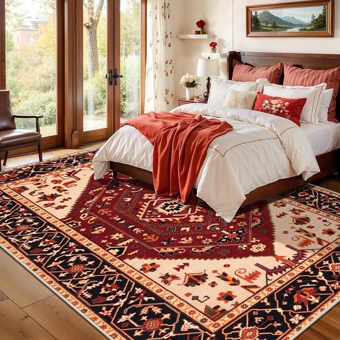 SERISSA 5x7 Boho Area Rug, Washable Non-Slip Rugs - Image 3