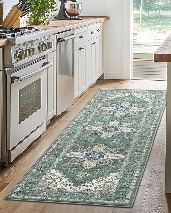 AMADA HOMEFURNISHING 2x6 Washable Runner Rug, Low-Profile Kitchen Rugs - Image 2