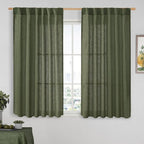 LAMIT Olive Green Light Filtering Linen Curtains 54 inches Long by LAMIT