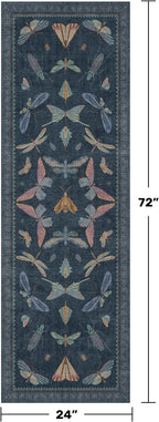 Vintage 2x6 Navy Blue Bathroom Rugs - Image 2