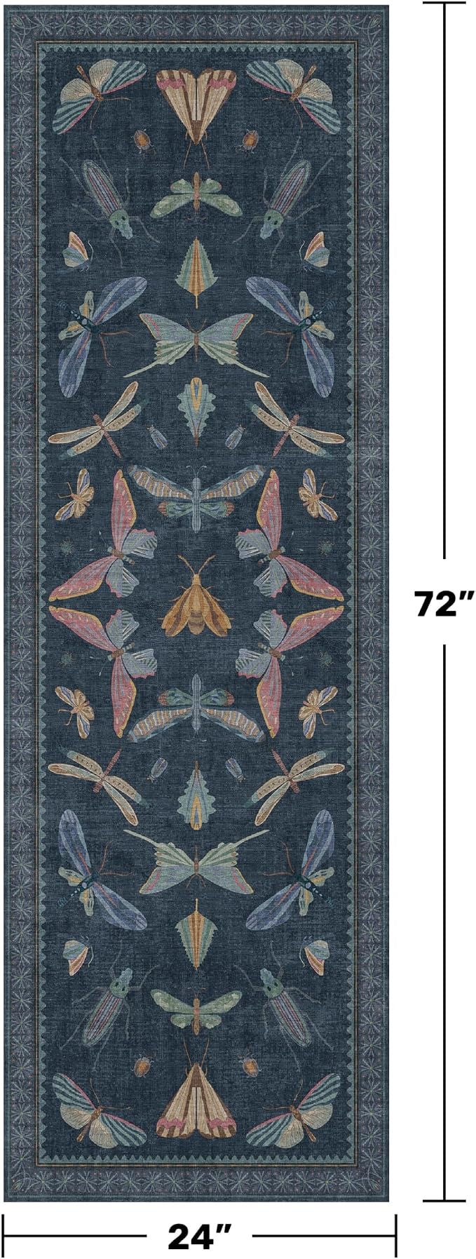 Vintage 2x6 Navy Blue Bathroom Rugs - Image 2