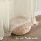 Lecloud Cream Sheer Curtains 63 Inch Length 2 Panels, Rod Pocket Light - Image 9