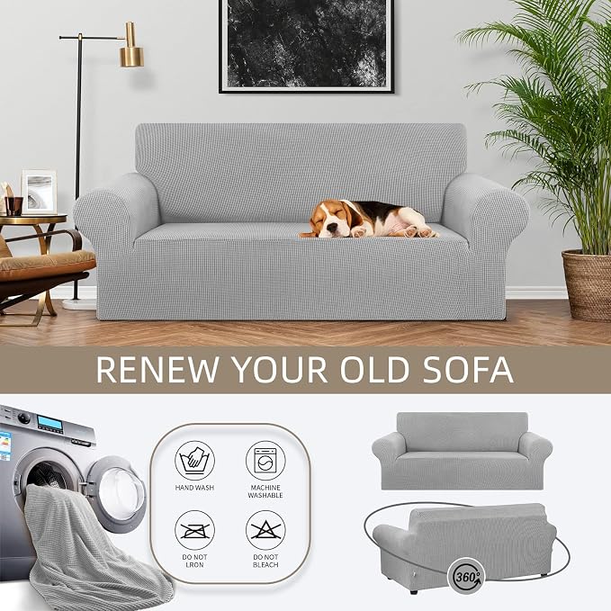 KEKUOU Stretch Loveseat Sofa Cover Slipcover, Couch Covers - Image 3