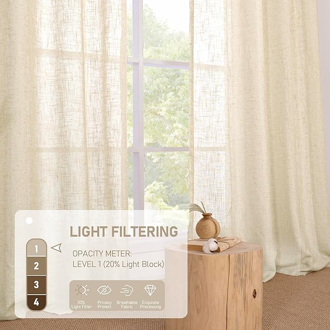 LAMIT 45 Inch Length Linen Curtains - Image 4