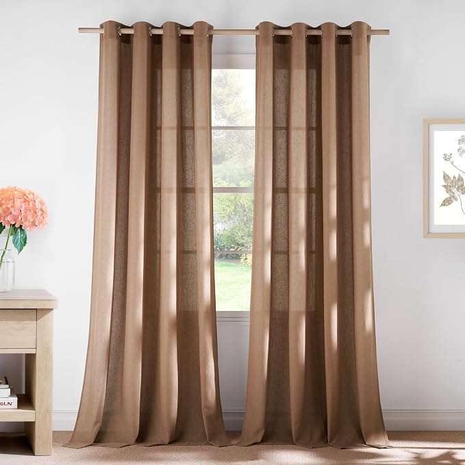 NICETOWN Gold Brown Linen Curtains by NICETOWN